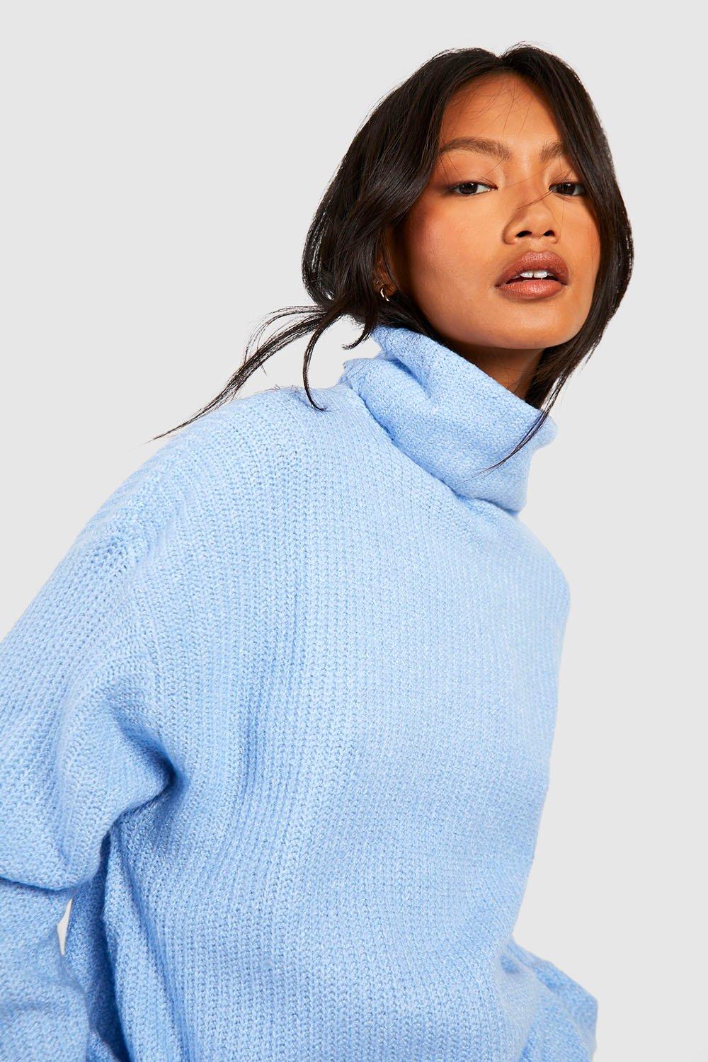 Pale blue shop polo neck jumper